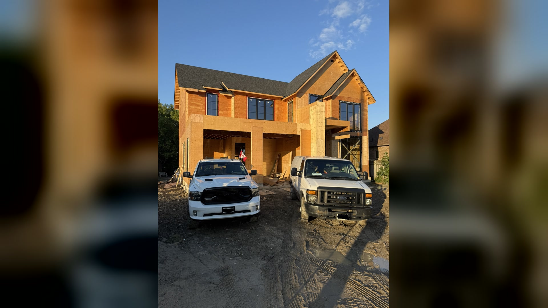 Custom home under full structural framing
