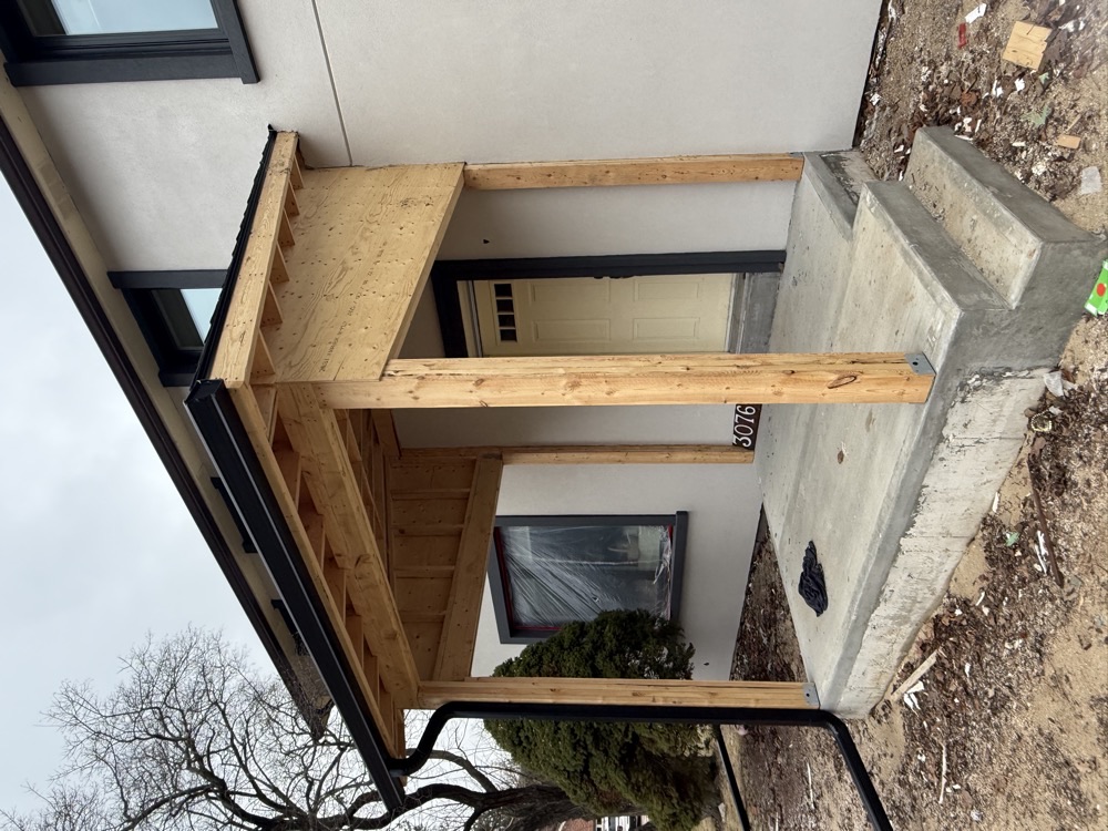 Front porch framing with columns