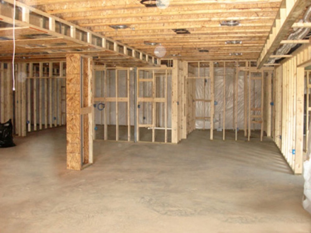 Interior basement framing
